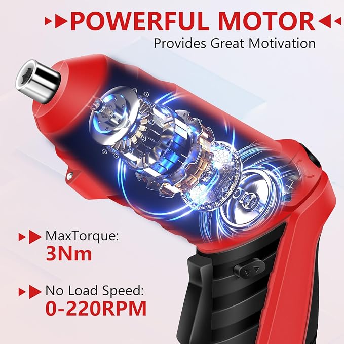 Tool Set with 3.6V USB Electric Screwdriver, Portable Tool Set with Storage Case, Complete Hand Tools for Apartment, Office & Daily DIY Repairs, for Men & Women