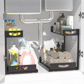 Under Sink Organizer with Pull-Out Drawers,Kitchen Sink Organizer,2 Tier Bathroom Organizers And Storage,Bathroom Accessories Set,Black 2 Pack
