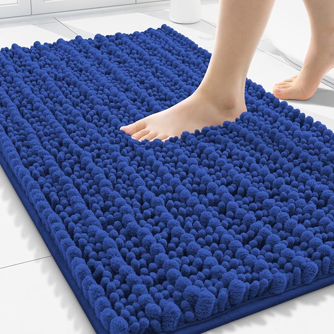 Smiry Bathroom Rugs Mat 30x20, Extra Soft Absorbent Chenille Bath Rugs, Non Slip Rubber Backing Machine Washable Quick Dry Bath Mats for Bathroom Floor, Tub, Shower, Home Decor Accessories, Royal Blue