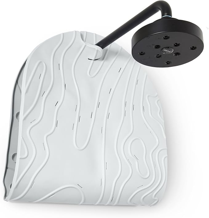 Boon GRIFFLE Textured Non Slip Baby Bath Tub Mat with Hanging Hook and Drain Holes, Gray