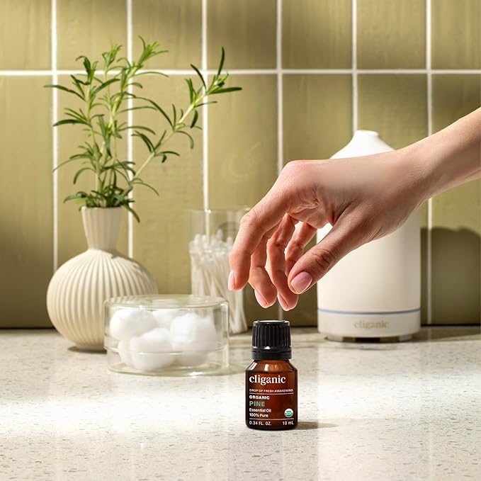 Cliganic Organic Pine Essential Oil, 100% Pure Natural Undiluted, for Aromatherapy | Non-GMO Verified | Organic, Peppermint, for Aromatherapy