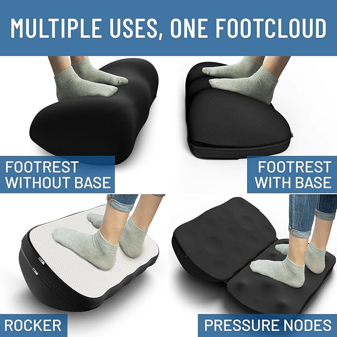 Elevate Series by Everlasting Comfort Adjustable Cloud Foot Rest for Under Desk at Work with Pressure Point Nodes - Comfortable Memory Foam Office Foot Stool & Desk Pillow, Gaming & Home Accessories