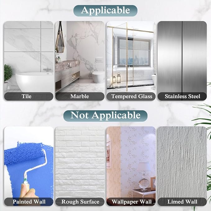 EAGMAK 2 Pack Transparent Shower Caddy Adhesive for Replacement, No Drilling , Soap Holder, Bathroom Storage Shelves and Kitchen Racks