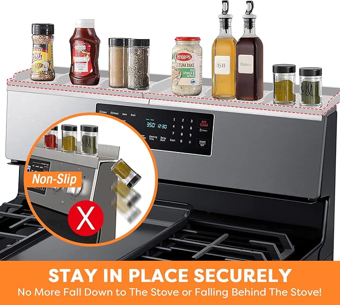 Hydream Stove Top for Silicone Shelf,30 Inch Magnetic Shelf Over the Stove Spice Rack of,Kitchen Organizer Magnet Above Stovetop Flat Back of Storage Suctioned-Light Grey
