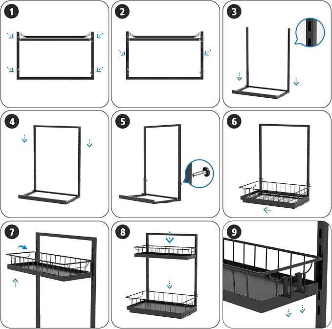WOWBOX Under Sink Organizer 2 Pack, 2-Tier Cabinet Organizer for Kitchen, Bathroom, Slide Out Drawer Under Sink Organizers and Storage, Metal Organizing Rack for Pantry, Cabinet, Closet
