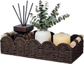 CubesLand Toilet Paper Storage Basket Organizer, Small Wicker Toilet Tank Top Decorative Baskets for Countertop, Handwoven Scalloped Basket w/handle for Home Decor, Living Room, Bedroom, Brown