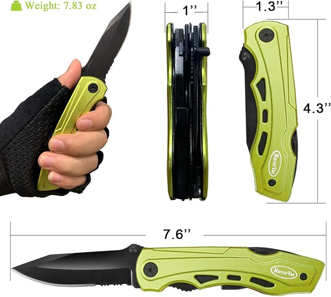 RoverTac 15-in-1 Pocket Multitool Knife - Folding Knife with Pliers, Bottle & Can Opener, Phillips Screwdriver + 9 Bits, Nylon Sheath - EDC Multi Tool for Camping, Hiking & DIY - Gifts for Men & Dad