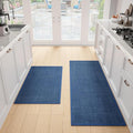 SUMLANS Kitchen Mat Set of 2 PCS, Cushioned Non Slip Rugs for Kitchen Floor, Absorbent Runner Comfort Standing Mats Washable for Kitchen, Office, Home (Dark Blue, 17.3"x47"+17.3"x30")