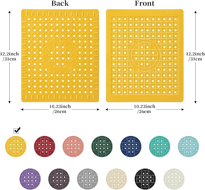 WILLKOMMEN Kitchen Sink Mat, 12" x 10" Rectangular Sink Protector Pad, Fast-Draining Grid Design Liner, Dish Drying Mat 2 Pack Yellow