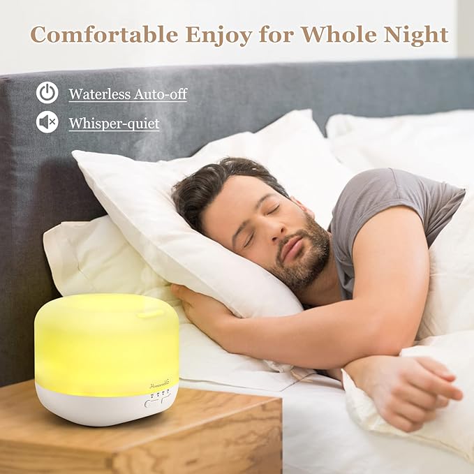 Aromatherapy Essential Oil Diffuser for Room: Air Humidifier Aroma Scent Cool Mist Colorful Lights Cute Small Large Auto Off Ultrasonic Diffusers for Home Bedroom White (300ml)