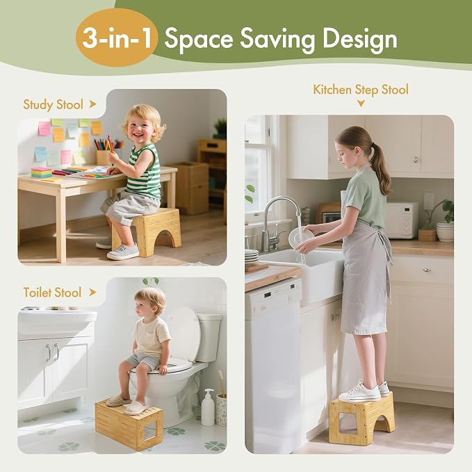 AmazerBath Toilet Stool for Toddler Potty Training, Non-Slip Baby & Kids Potty Step Stool for Bathroom Sink, Kitchen Counter, Bedroom, Closet, 7"