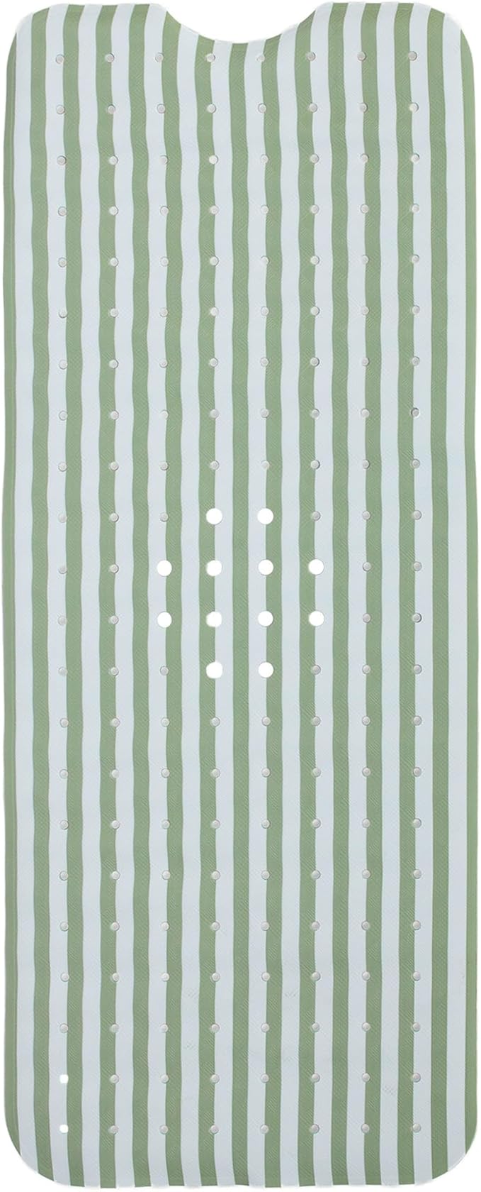 Stripes Green Bathtub Mat Non Slip 40x16 Inch Extra Long Bath Mat, Modern Art Shower Mat Non Slip, Bath Mat for Tub Anti Slip with Large Drain Holes Suction Cups Design Bathroom Mat