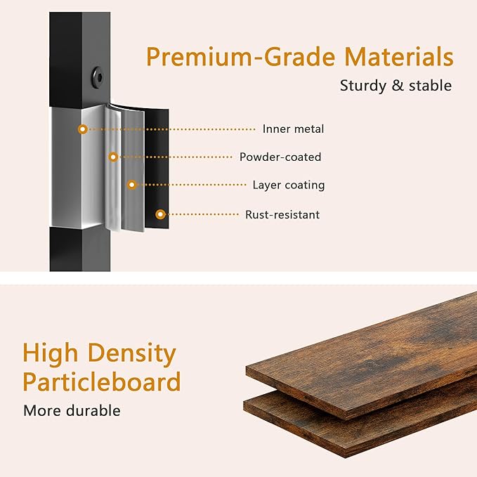 Gewudraw 4-Tier Ladder Shelf with Drawer, Bathroom Table Stand for Small Space, Bathroom Standing Shelves with Storage for Living Room Bedroom Kitchen, Organizer Shelf, Rustic Brown