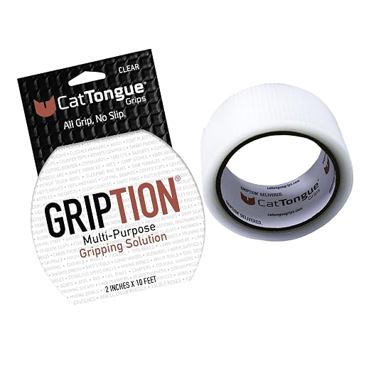 CATTONGUE GRIPS Non-Abrasive Grip Tape Roll - 2” Wide Heavy-Duty, Waterproof Anti-Slip Tape for Bathtubs, Stair Treads, Ramps & More - Indoor & Outdoor Non-Skid Solution (Clear, 10ft)