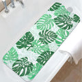 Tropical Leaves Bathtub Mat Non Slip, Boho Bath Tub Mat Baby Bath Mats for Bathroom Anti Slip Shower Mats for Inside Shower, Green Plants Bathmat with Suction and Drain Holes Machine Washable, 40″x16″
