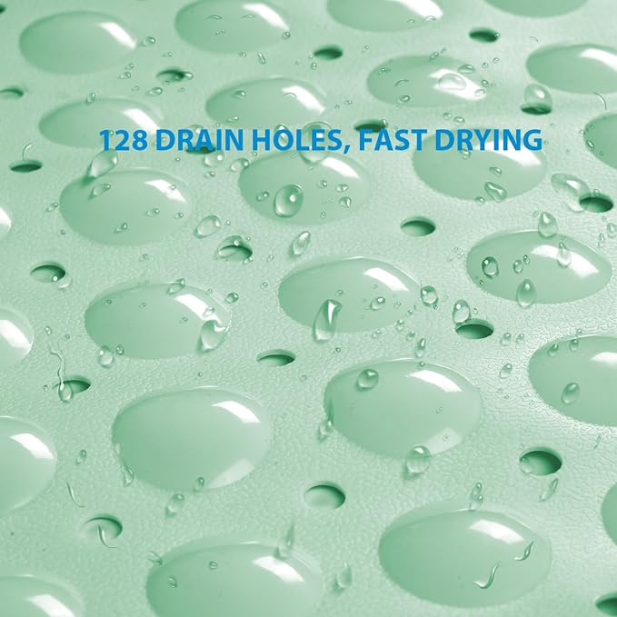 AmazerBath Bath Tub Mat, Medium Size 27.6 x 15 Inches Non-Slip Shower Mats with Suction Cups and Drain Holes, Bathroom Bathtub Mats Machine Washable (Mint Green)