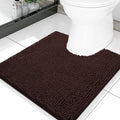 Smiry Luxury Chenille Toilet Rugs U-Shaped 20x20, Soft Absorbent Non-Slip Contour Bathroom Rugs for Toilet, Machine Washable Contoured Bath Mats, Brown