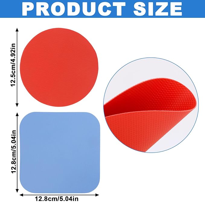 4pcs Jar Opener Gripper Pads, Rubber Can Opener Bottle Lid Cap Gripper Pads for Weak Hands Seniors Elderly Multi-Function Kitchen Coasters Gadgets (Red, Blue)