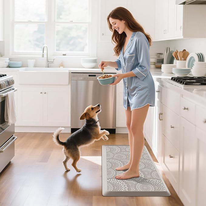 Mattitude 4/5 Inch Kitchen Mat, 20x32in Heavy Duty Ergonomic Comfort Foam Standing Desk Mat, Waterproof Non-Slip Standing Mats and Rugs for Kitchen, Office, Khaki