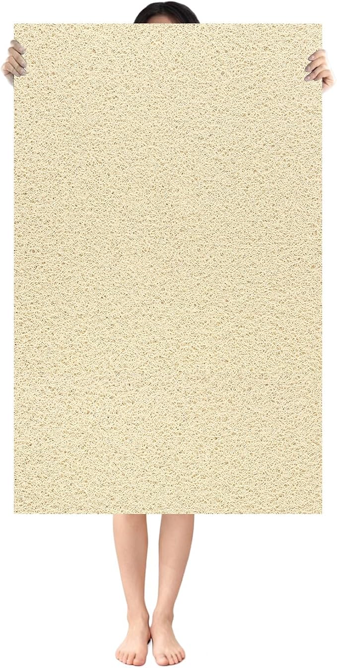 Shower Mat Non Slip: 47.2 x 31.5 Inch Extra Large Shower Mats for Inside Shower with Drain Hole - Soft PVC Loofah Anti Slip Shower Stall Mat for Walk-in Shower and Bathroom, Quick Drying