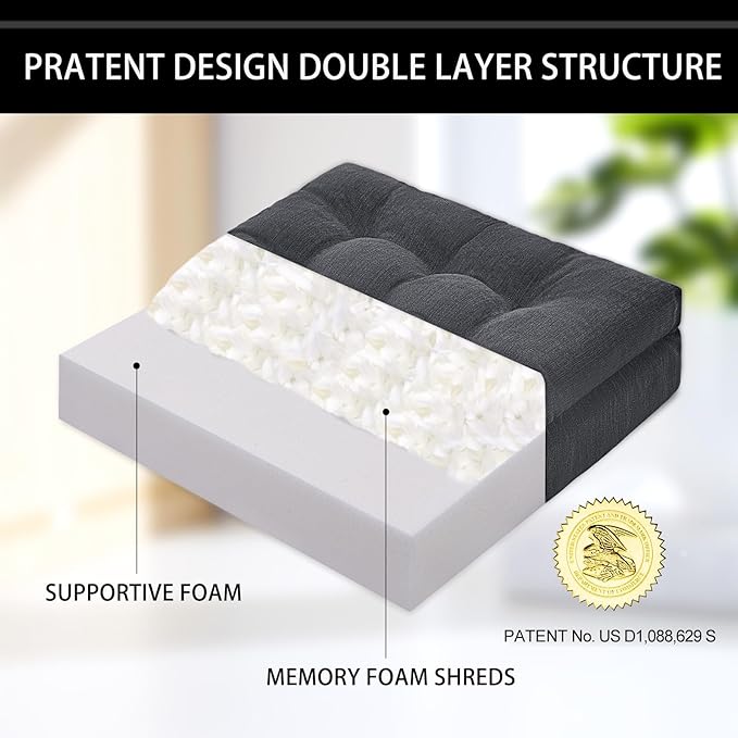 Recliner Cushions for Elderly, 20x20x5 Inch Thick Chair Cushion Patent Design Soft Tufted Dual Layer Booster Seat Cushions for Seniors Recliner Risers Gray 1P