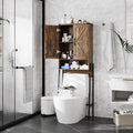 Vabches Over The Toilet Storage Cabinet with 2-Door Design Bathroom Organizers and Storage with Anti-Tip Device Over Toilet Organizer with Shelves for Bathroom,Restroom,Laundry Brown
