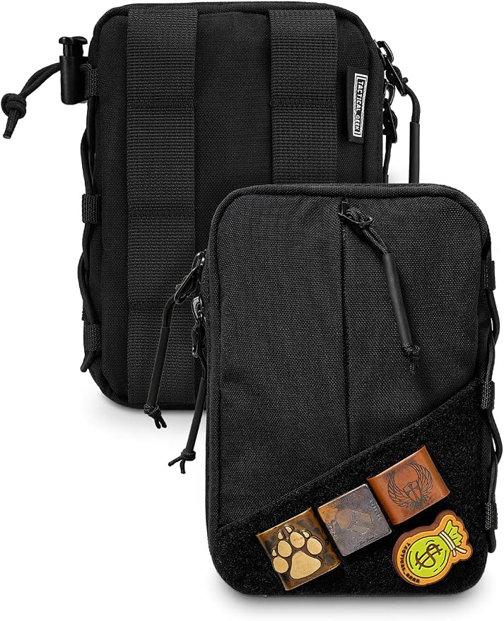 TACTICAL GEEK Block E4.0 EDC Compact Waist Pouch, Utility Pocket Organizer with Elastic Cord, Nylon Dual-Directional Zippers Tool Pouch, Multi-Purpose Small Gadget Organization for Daily Carry(Black)
