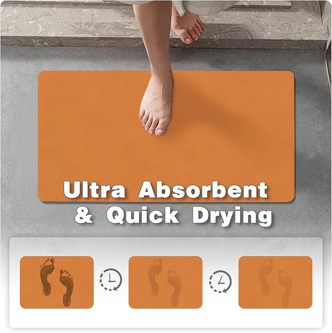 TYUU Toilet Rug, Thin Toilet Rugs U Shaped Washable Non Slip Absorbent Quick Dry Low Pile Toilet Mat, 20"x24" U Shape Orange