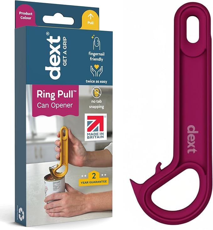 Dext - Ring Pull Can Opener, Pop Can Opener for Seniors, Arthritis, and Parkinson’s, Easy Open, Ergonomic Handle with Comfortable Grip. Perfect for Soda, Pet Food, and More (Mulberry)