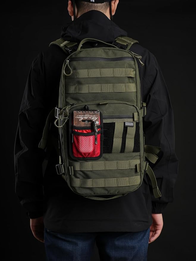 TACTICAL_GEEK TCM4 Mini EDC Organizer Board, Backpack Accessories with Smooth Hook Back Panel, Utility Admin Bag Insert Panel Modular Organizer with Open Pocket & Mesh Pocket (Red)