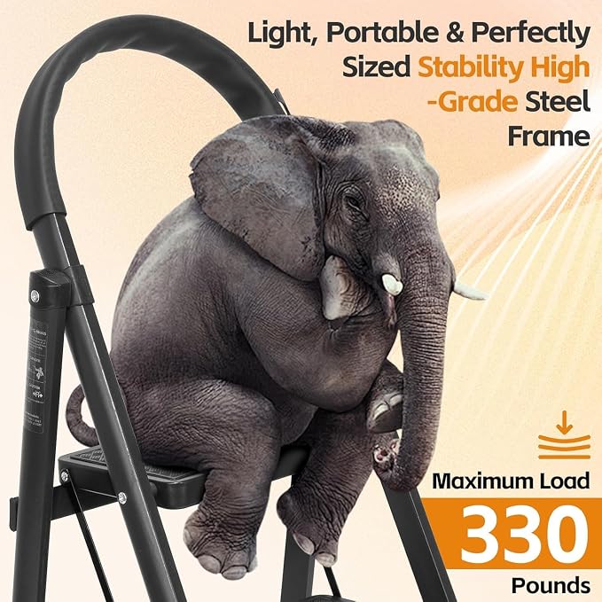 3 Step Ladder, Folding Step Stool with Wide Anti-Slip Pedal, Sturdy Step Ladder Foldable, Lightweight Portable Steel Step Stool for Kitchen, Home (Black, 3-Step)