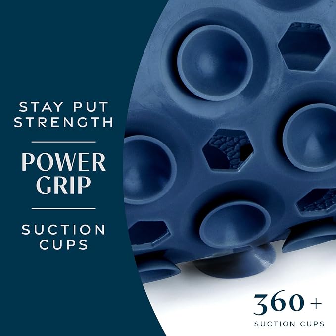 SlipX Solutions Power Grip Bathtub Safety Mat | Precision Grip Technology for Longer, Stronger, & Softer Wet Surface Protection | Navy 39"x16"