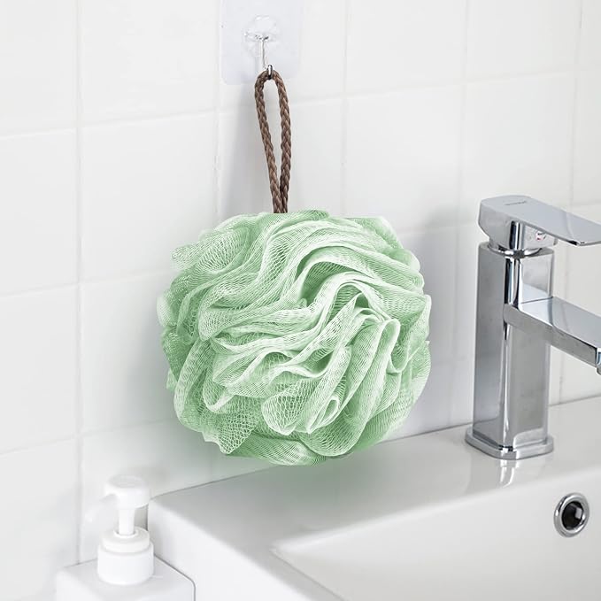 Fu Store Loofah Sponge Shower Loofahs 50g Bath Sponges Mesh Balls 4 Colors for Body Scrubber Exfoliator Wash Back Scrubbers Bathroom Men Women - 4 Pack Cleaning Bathing Accessories