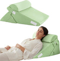 Bedluxe 3Pcs Orthopedic Bed Wedge Pillow Set, Foam Wedge Pillow Post Surgery for Back, Leg and Knee Support, Adjustable 9&12 Inch Folding Triangle Pillow for Sleeping, Acid Reflux, Snoring, Green