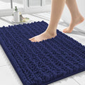 Smiry Bathroom Rugs Mat 24x16, Extra Soft Absorbent Chenille Bath Rugs, Non Slip Rubber Backing Machine Washable Quick Dry Bath Mats for Bathroom Floor, Tub, Shower, Home Decor Accessories, Deep Blue