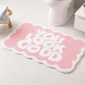 Scalloped Pink Bath Rug, You Look Good Cute Bathroom Rug, Soft Absorbent Quick Dry Bath Mat, TPR Non Slip Backing, Microfiber Mat for Shower Tub Sink Vanity 20" x 31.5"