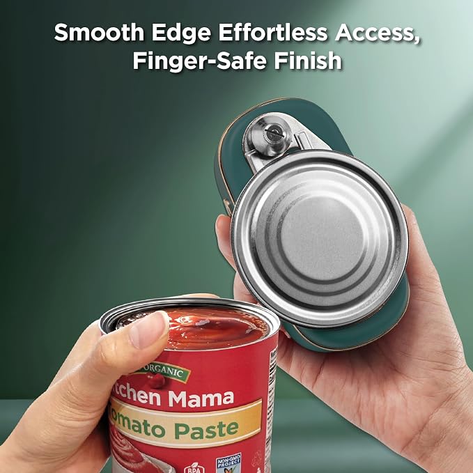 Kitchen Mama Orbit One Rechargeable Electric Can Opener: Hands-free, USB-C Charging, Automatic Stop, Smooth Edge, Safety, Blade for Large Cans, Heavy Duty, with Storage Box (Royal Emerald)
