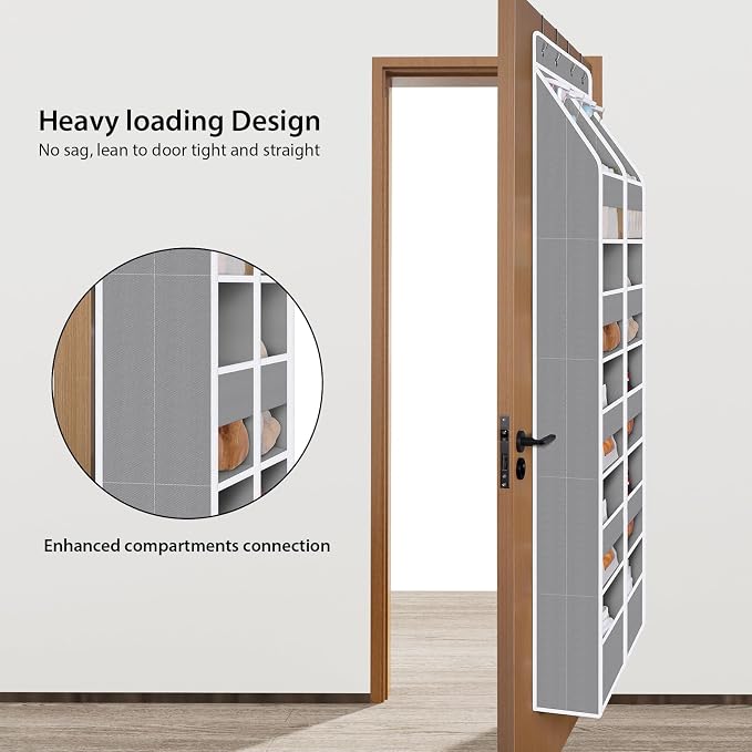 Univivi 6-Shelf Over Door Hanging Organizer Fabric Door Organizer with 10 Deep Pockets and 4 Small PVC Pockets Hanging Storage Organizers for Baby Nursery(Grey)