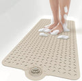 OTHWAY Bath Mat for Tub Non Slip: 39" X 17" Long Bathtub Mat with Hair Catcher│Big Drain Holes Shower Mats for Inside Shower│Machine Washable (Brown)