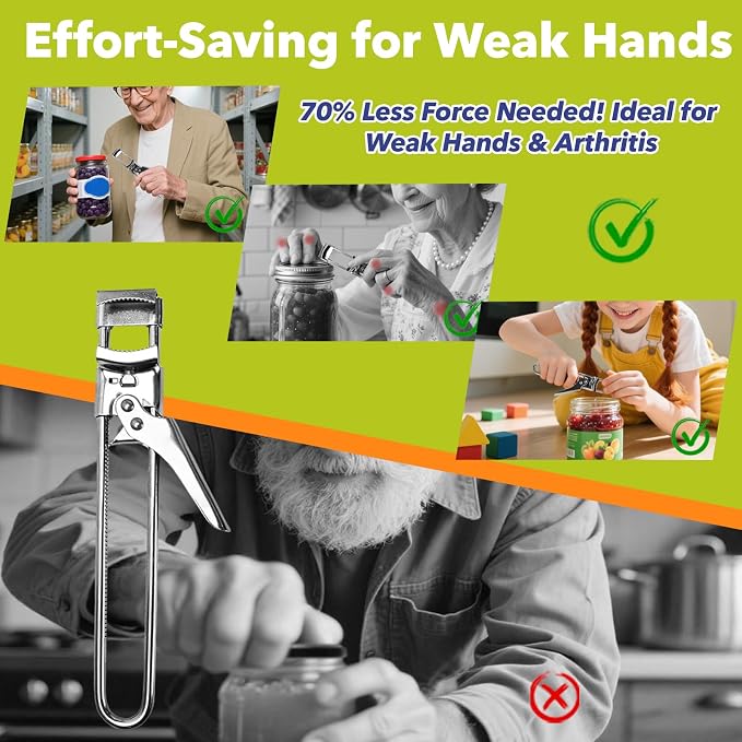3-Pack Adjustable Stainless Steel Jar Opener - Multifunctional Jar Opener for Weak Hands, Seniors with Arthritis - Includes Keychain Opener - Opens Jars, Bottles, Containers Easily，Kitchen Accessories
