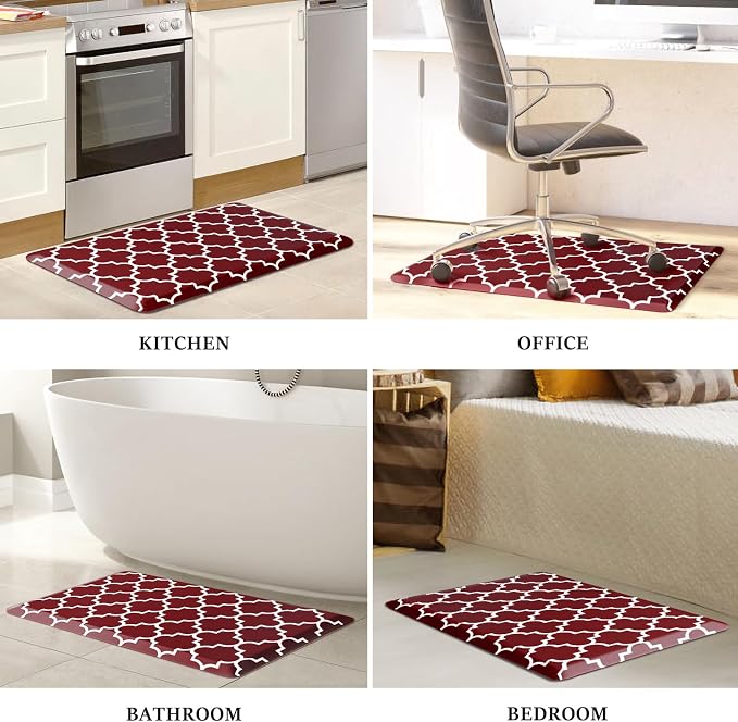 WISELIFE Anti Fatigue Floor Mat - 4/5 Inch Thick Kitchen Mat Non Slip Waterproof Heavy Duty Ergonomic Comfort Mat Durable for Home, Office, Sink, Laundry,(20" x 32", Red)