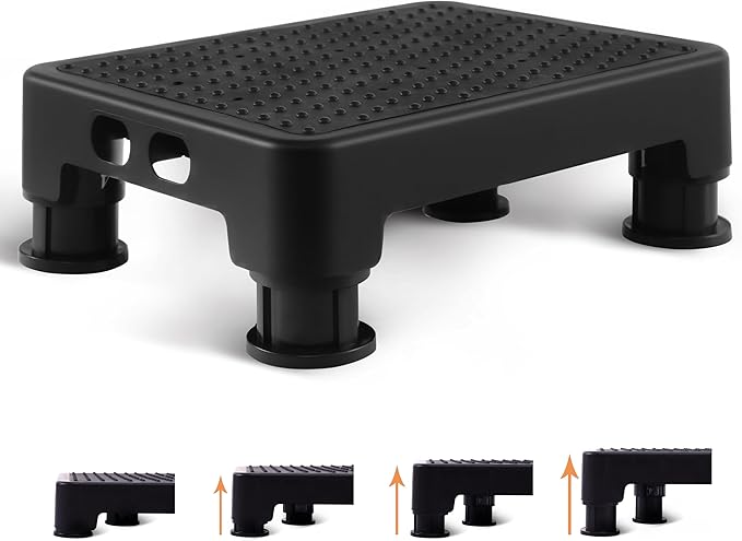 CHIKILLA Adjustable Step Stool for High Beds and Cars, 650lbs Heavy Duty Bed Step for Elderly, Non-Slip Mobility Platform for Bathtub, Kitchen, SUV, 4 Height Levels 3.4-5" Portable Stair Assist, Black
