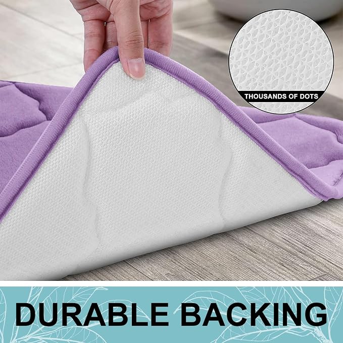 OLANLY Memory Foam Bath Mat Rug 24x16, Ultra Soft and Absorbent Bathroom Rugs, Non-Slip, Comfortable, Machine Washable Bath Carpet for Bathroom Floor, Tub, Shower and Home Decor Accessories, Lavender