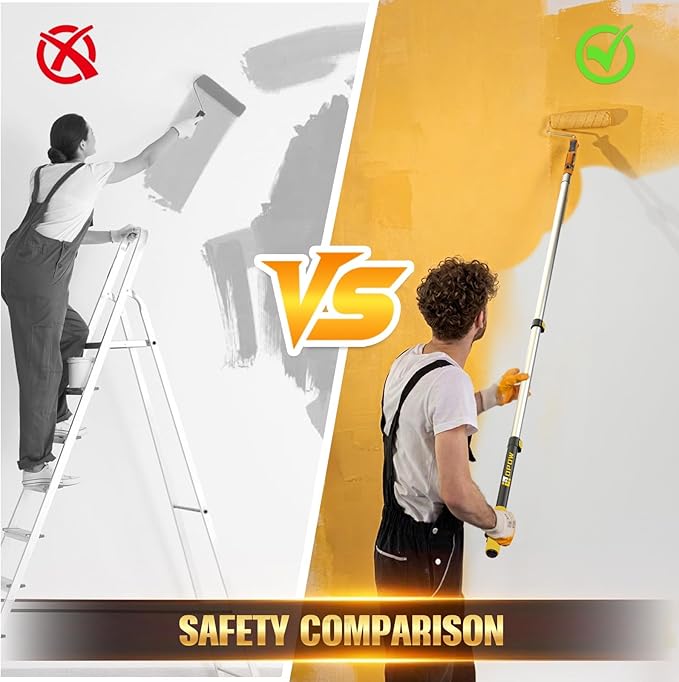 1.5-3ft Compact Paint Extension Pole - Perfect for Indoor Touch-ups & Window Cleaning - Lightweight Aluminum with Universal Thread - Quick Setup for Small Projects