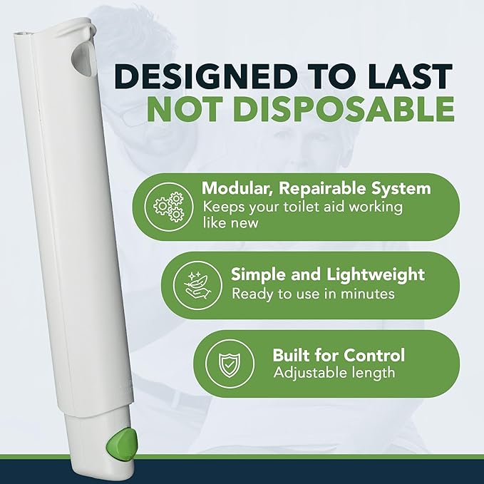 FreedomWand Toilet Tool Extension - 4" Toilet Assist Devices for Wiping Extension Piece - Lightweight and Easy to Use Bathroom Essentials, Adjustable Attachment for Personal Hygiene and Movement