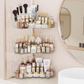 Asayuee 3-Tier Corner Bathroom Counter Organizer with Top Toothbrush Holders,Large Makeup Organizer Countertop with Brush Holder,Skincare Organizers Corner,Exquisite Vanity Organizer (Clear, 3 Tier)