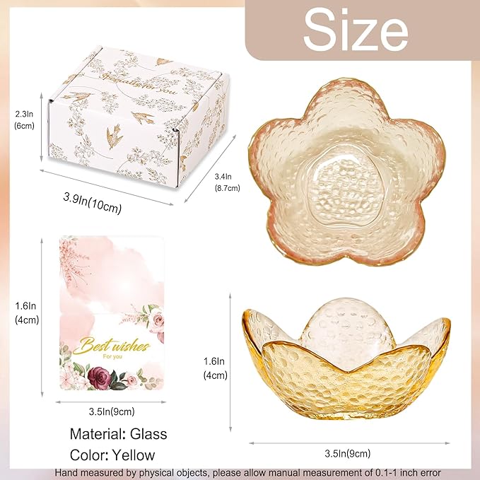Yellow Flower Ring Dish Jewelry Dish Glass Jewelry Tray Small Trinket Tray Ring Holder Dish Cute Room Decor Aesthetic Bathroom Decor House Warming Engagement Birthday Gifts for Women Stocking Stuffers