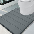 Buganda Memory Foam U-Shaped Contour Toilet Rugs, Non Slip Absorbent, Thick Soft Washable Bathroom Mat, Floor Carpet Bath Rugs Mat for Toilet Base (24" x 20", Dark Grey)