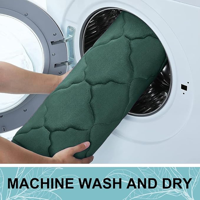 OLANLY Memory Foam Bath Mat Rug 70x24, Ultra Soft and Absorbent Bathroom Rugs, Non-Slip, Comfortable, Machine Washable Bath Carpet for Bathroom Floor, Tub Shower and Home Decor Accessories, Dark Green