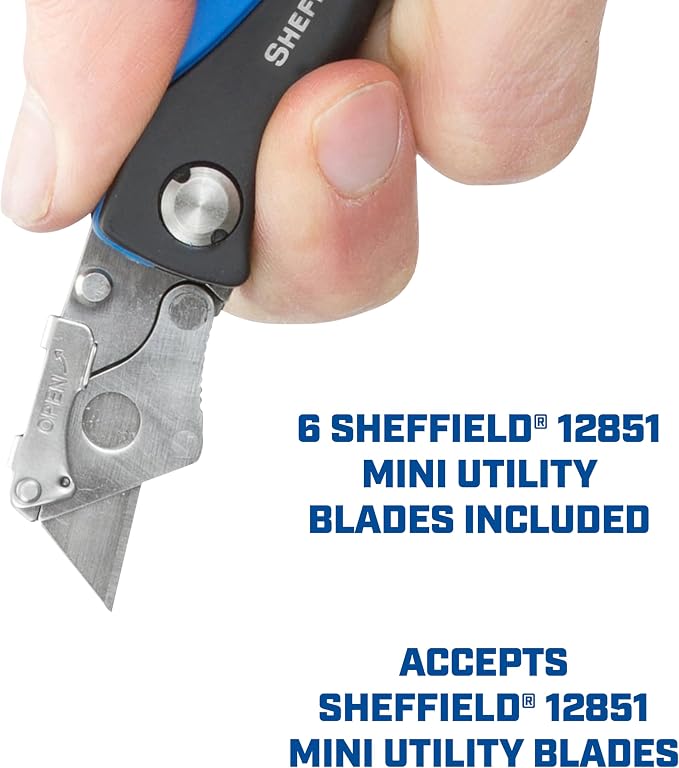 Sheffield Mini Box Cutter, Mini Utility Knife Aluminum Handle, Accepts Mini Utility Blades, Keychain Knife for Home, Office, Trades, and Warehouse